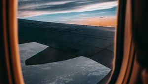 Preview wallpaper porthole, window, wing, plane, view, height