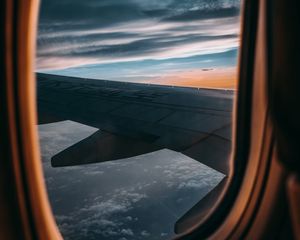 Preview wallpaper porthole, window, wing, plane, view, height