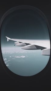 Preview wallpaper porthole, window, wing, plane, view