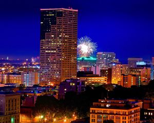 Preview wallpaper portland, oregon, night city, fireworks