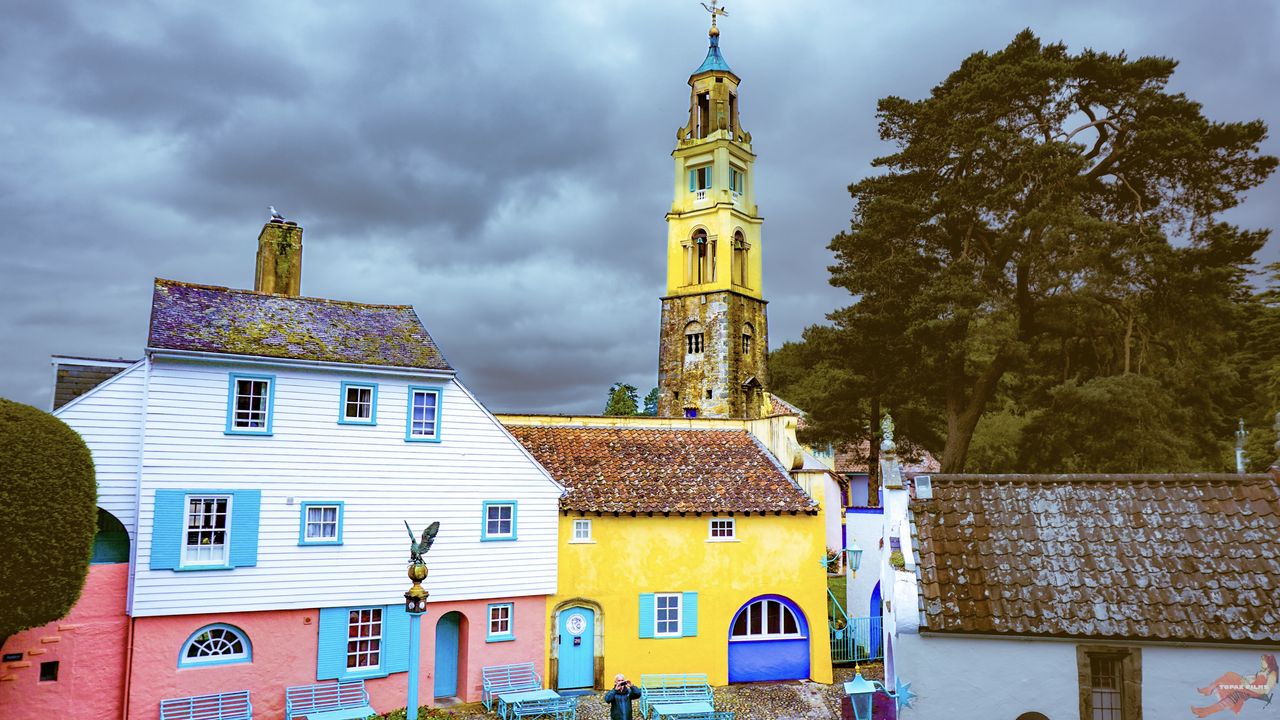 Wallpaper portmeirion, north wales, wales, buildings, architecture, facade