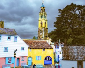 Preview wallpaper portmeirion, north wales, wales, buildings, architecture, facade