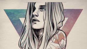 Preview wallpaper portrait, art, girl, face, triangle