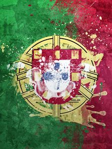 Preview wallpaper portugal, flag, coat of arms, republic, background, texture, symbolism