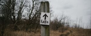 Preview wallpaper post, sign, arrow, pointer, forest, falls