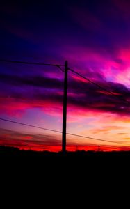 Preview wallpaper post, wires, sunset, sky, clouds