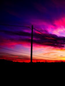 Preview wallpaper post, wires, sunset, sky, clouds