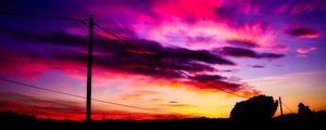 Preview wallpaper post, wires, sunset, sky, clouds