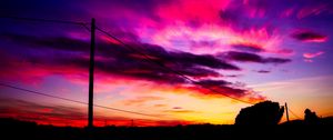 Preview wallpaper post, wires, sunset, sky, clouds