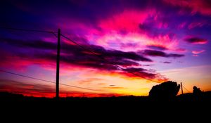 Preview wallpaper post, wires, sunset, sky, clouds