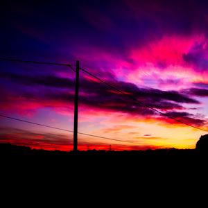 Preview wallpaper post, wires, sunset, sky, clouds