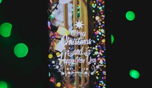 Preview wallpaper postcard, new year, christmas, lettering, glare, circles