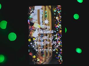 Preview wallpaper postcard, new year, christmas, lettering, glare, circles