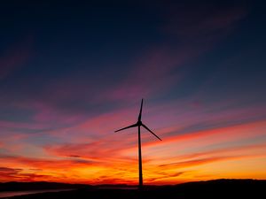 Preview wallpaper power station, wind, vane, sunset