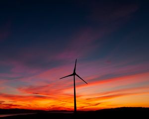 Preview wallpaper power station, wind, vane, sunset