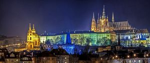 Preview wallpaper prague, charles bridge, night, lights