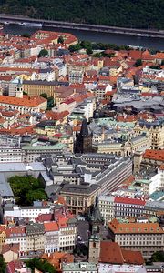 Preview wallpaper prague, czech republic, city, aerial view, buildings, architecture