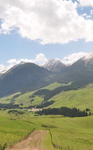 Preview wallpaper prairie, cajun, mountains, grass