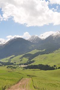 Preview wallpaper prairie, cajun, mountains, grass