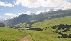 Preview wallpaper prairie, cajun, mountains, grass