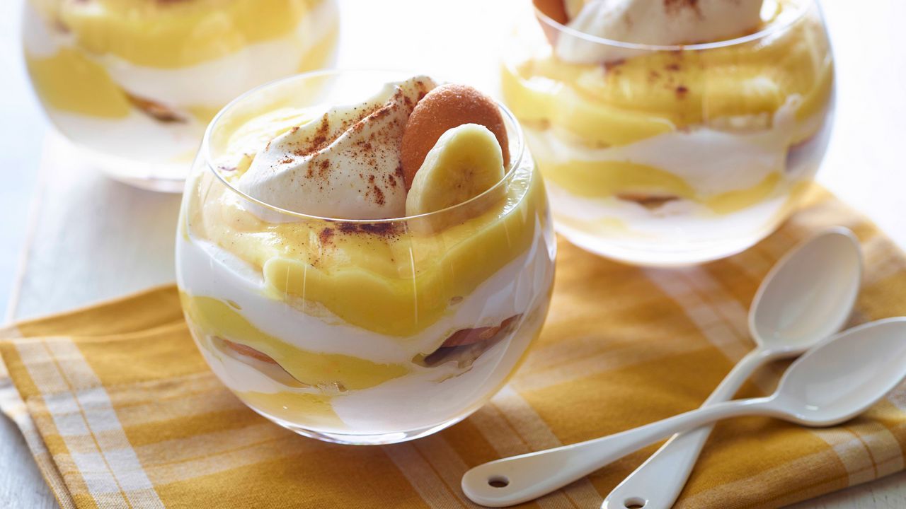 Wallpaper pudding, banana, fruit, dessert
