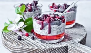 Preview wallpaper pudding, berries, dessert