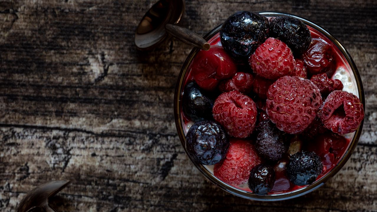 Wallpaper pudding, berries, dessert, food