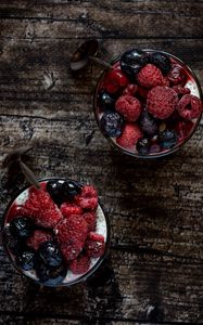 Preview wallpaper pudding, berries, dessert, food