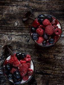 Preview wallpaper pudding, berries, dessert, food