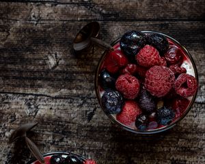 Preview wallpaper pudding, berries, dessert, food