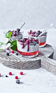 Preview wallpaper pudding, berries, glasses, dessert