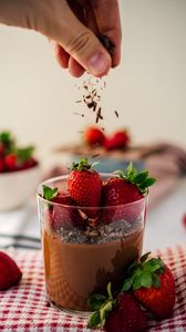 Preview wallpaper pudding, strawberry, chocolate, dessert