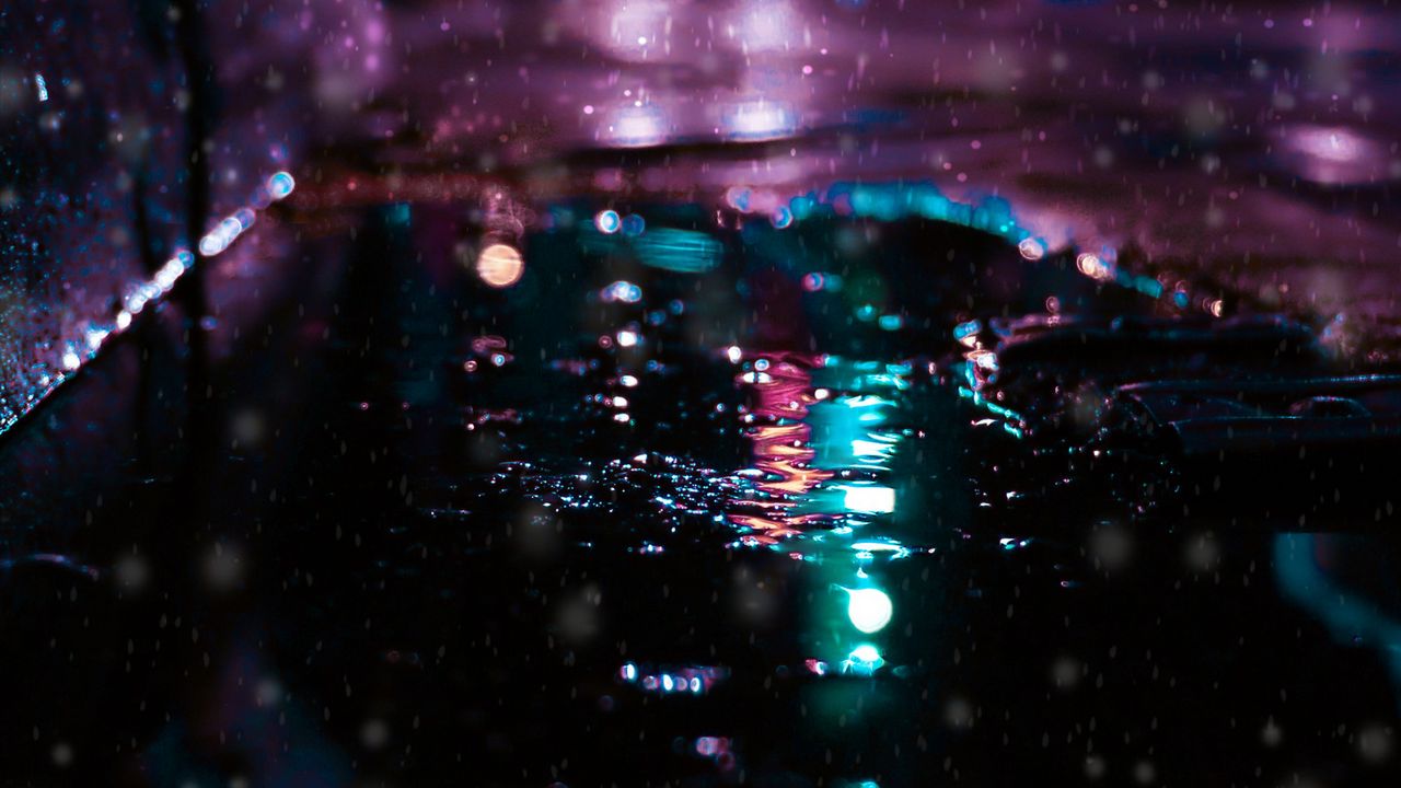 Wallpaper puddle, bokeh, glare, macro