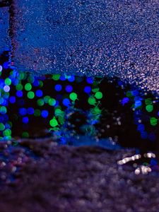 Preview wallpaper puddle, lights, bokeh, reflection, night, dark