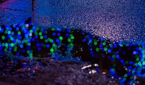 Preview wallpaper puddle, lights, bokeh, reflection, night, dark