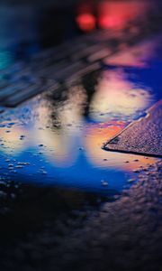 Preview wallpaper puddle, neon, reflection, blur