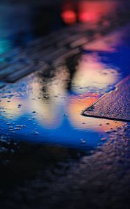 Preview wallpaper puddle, neon, reflection, blur
