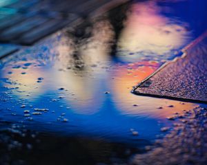 Preview wallpaper puddle, neon, reflection, blur