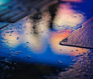 Preview wallpaper puddle, neon, reflection, blur
