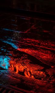 Preview wallpaper puddle, rain, night, neon, light