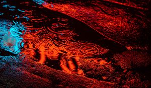 Preview wallpaper puddle, rain, night, neon, light
