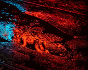 Preview wallpaper puddle, rain, night, neon, light