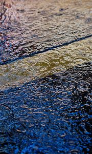 Preview wallpaper puddle, raindrops, ripples, waves, water, surface