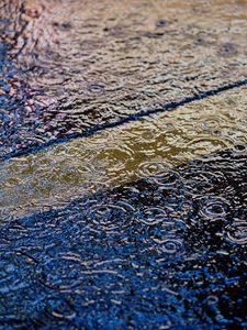 Preview wallpaper puddle, raindrops, ripples, waves, water, surface