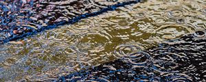 Preview wallpaper puddle, raindrops, ripples, waves, water, surface