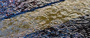 Preview wallpaper puddle, raindrops, ripples, waves, water, surface