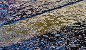 Preview wallpaper puddle, raindrops, ripples, waves, water, surface