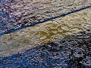 Preview wallpaper puddle, raindrops, ripples, waves, water, surface