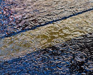 Preview wallpaper puddle, raindrops, ripples, waves, water, surface