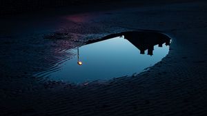 Preview wallpaper puddle, reflection, dark, lantern